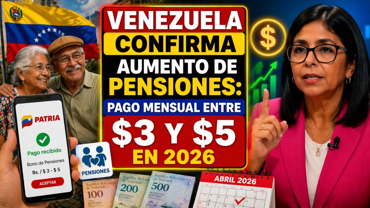 Venezuela confirma aumento de pensiones: pago mensual entre $3 y $5 en 2026